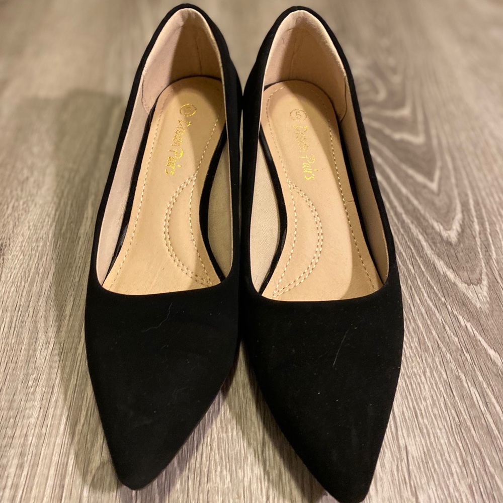 Black velvet heels. Size 5